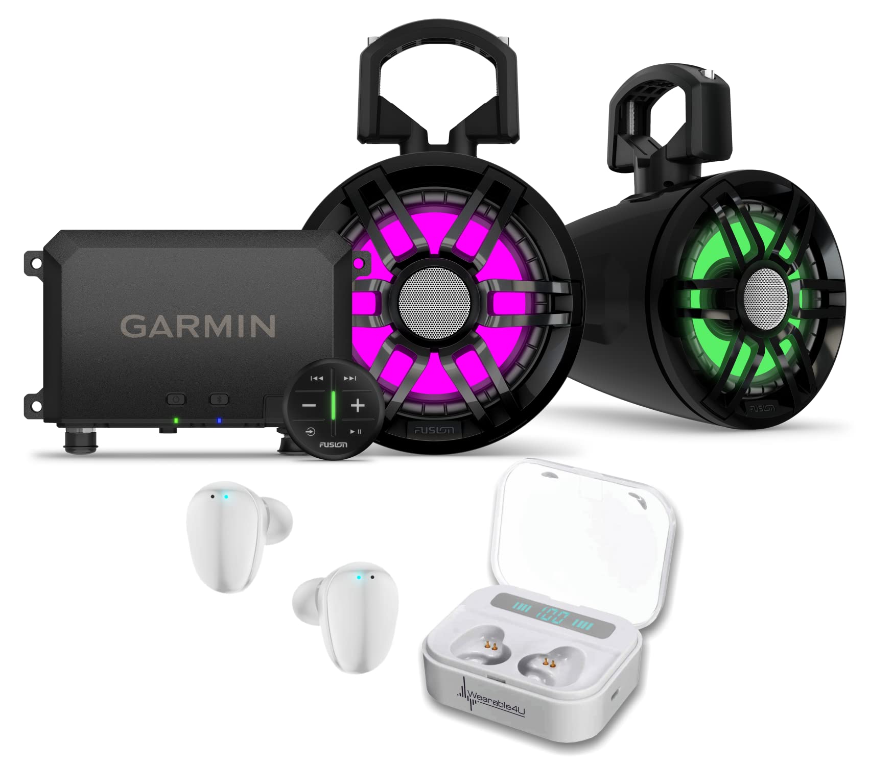 Garmin Tread Audio System with LED Controller & White Earbuds Bundle - Wireless Headphones for Running, Cycling & Fitness Tracking - Wearable4U