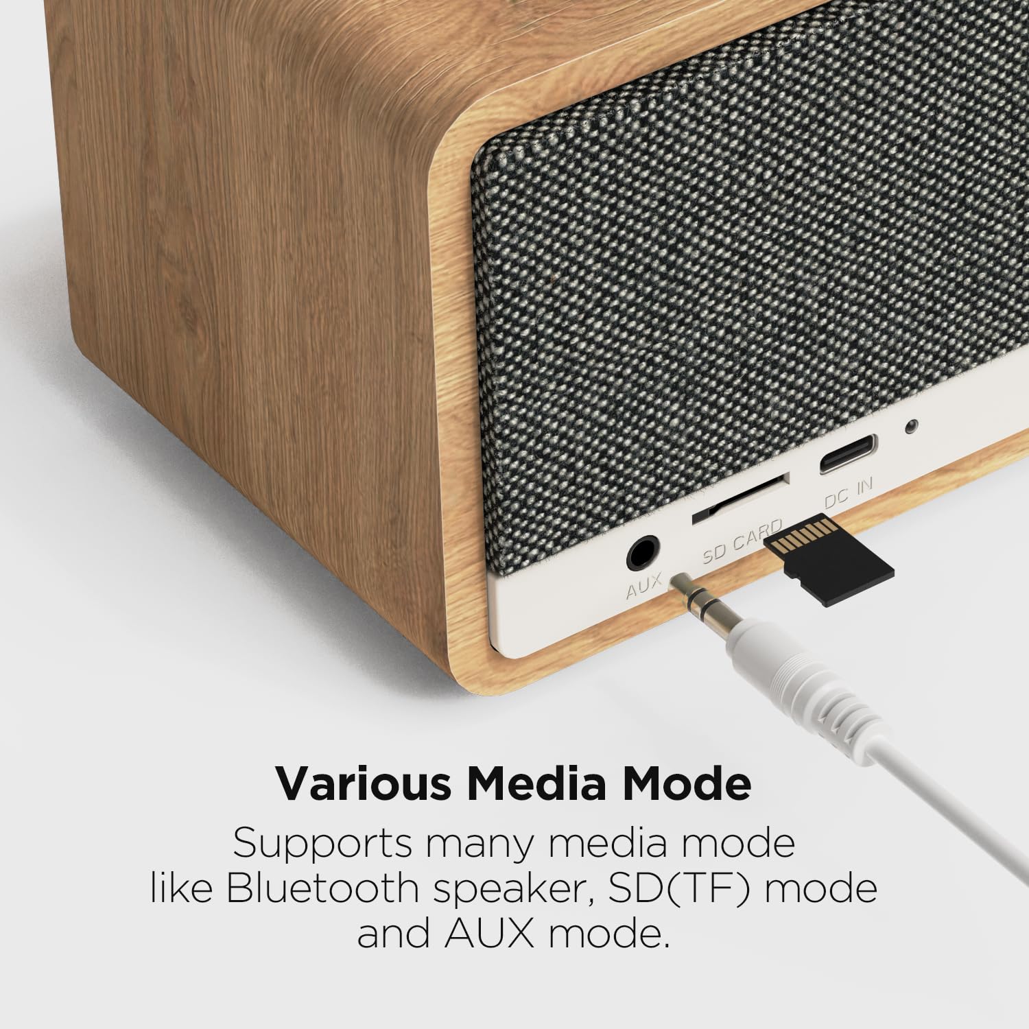 Mooas Retro Bluetooth Speaker with Wireless Charging - 10W Fast Charger, FM Radio, SD/Aux Input, Analog Volume Knob - Compatible with iPhone, Galaxy, Airpods, Galaxy Buds - Perfect for Home, Office & Outdoor Use