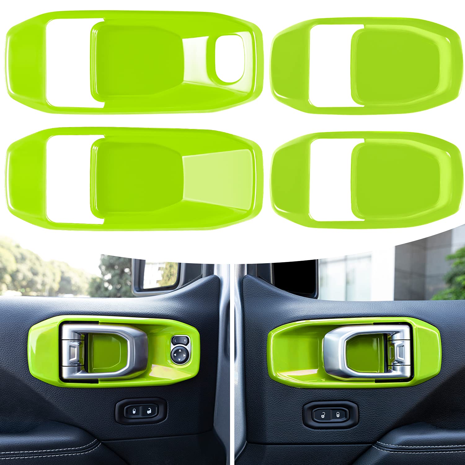 21PCS Full Interior Trim Kit for Jeep Wrangler JL/JLU 2018-2023 & Gladiator JT - AC Vent, Door Handle, Speaker, Light & Headlight Switch Covers (Green) | Upgrade Your Jeep's Interior Style for Off-Road Adventures & Daily Driving