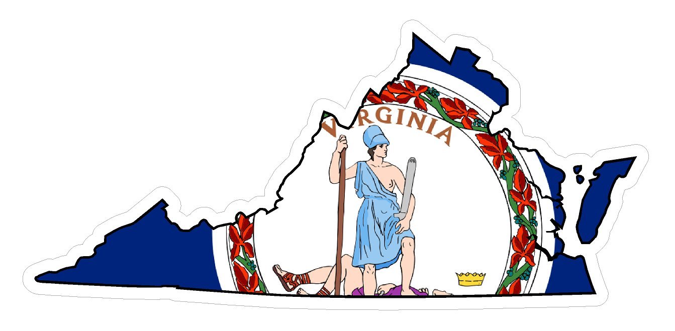 Premium Virginia State Distressed Flag Vinyl Decal - Patriotic American State Pride Sticker for Cars, Trucks, Windows, Laptops & More - USA Flag Black & White Waterproof Design (5 Inch) - Perfect for Outdoor Use, Travel & Home Decor