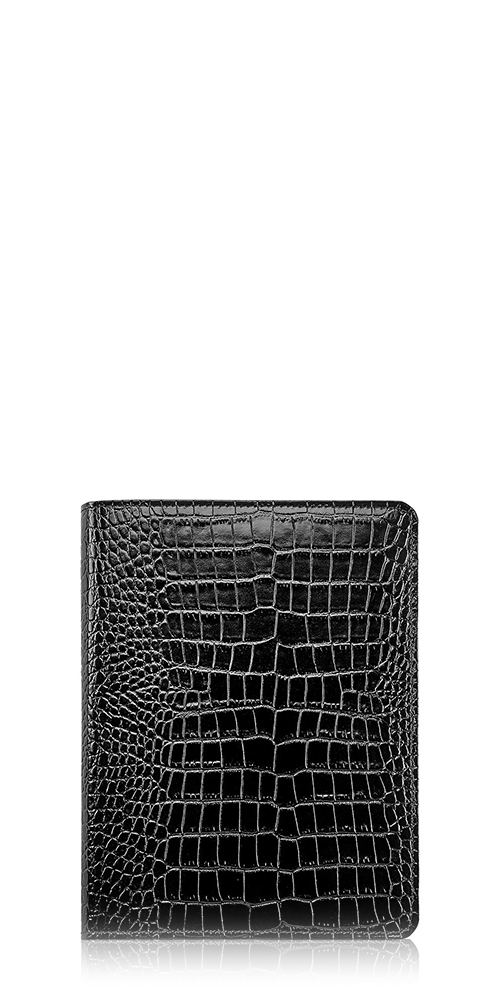 Refillable Leather Notebook - Black Crocodile Pattern, A5 Size with 120gsm Thick Paper | Perfect for Journaling, Sketching & Office Use