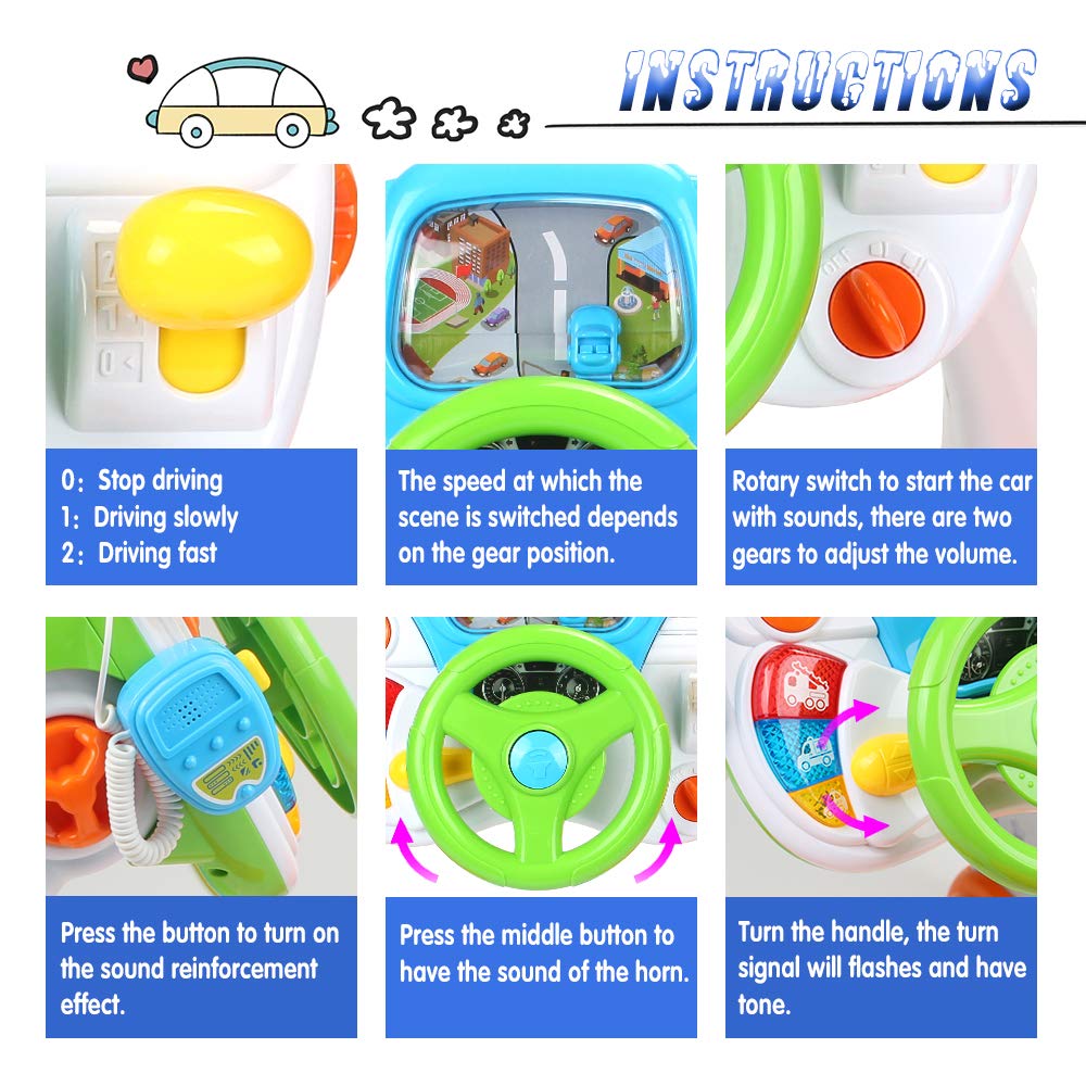 AMOSTING Kids Ride On Toy Car - Pretend Play & Learning Toy for Toddlers Boys & Girls - Educational Baby Driver Toy for Preschoolers - Perfect for Indoor Play, Outdoor Fun & Early Childhood Development