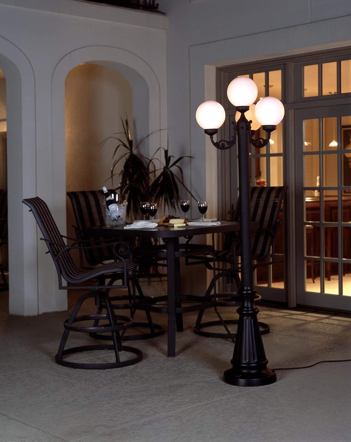 Patio Living Concepts 00370-PLC 370 European Park Style Outdoor Black Lantern with 4 Plug-in Lights - 80