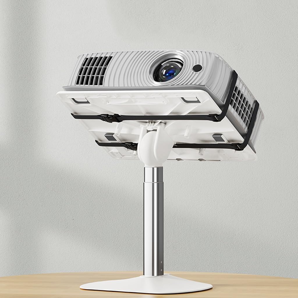 Adjustable Telescopic Projector Stand with Floor-to-Ceiling Mount - Universal Projector Bracket for Home Theater, Office Presentations & Outdoor Movie Nights - Heavy Duty Lift Mechanism with Vertical Tray Shelf
