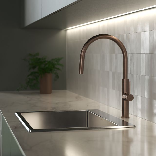 Caroma Liano II Pull-Out Kitchen Sink Faucet in Brushed Bronze Finish - Perfect for Modern Farmhouse & Contemporary Kitchen Designs