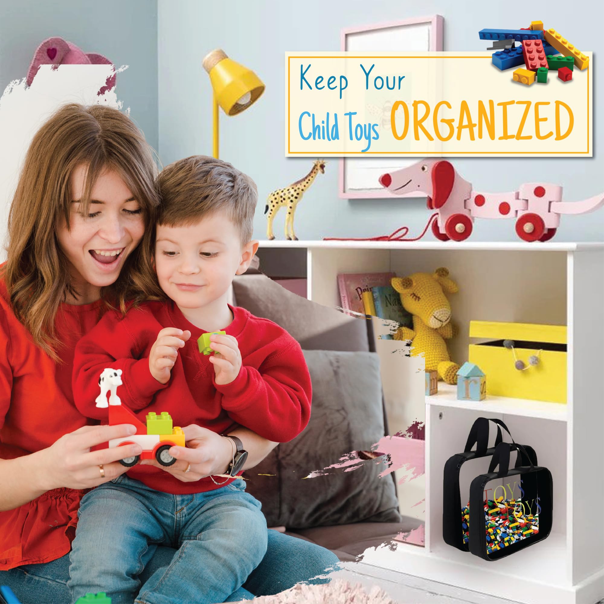 4-Pack Clear PVC Zipper Toy Storage Bags - Waterproof Organizer for Board Games, Building Blocks & Kids Toys - Small Size for Easy Storage & Travel