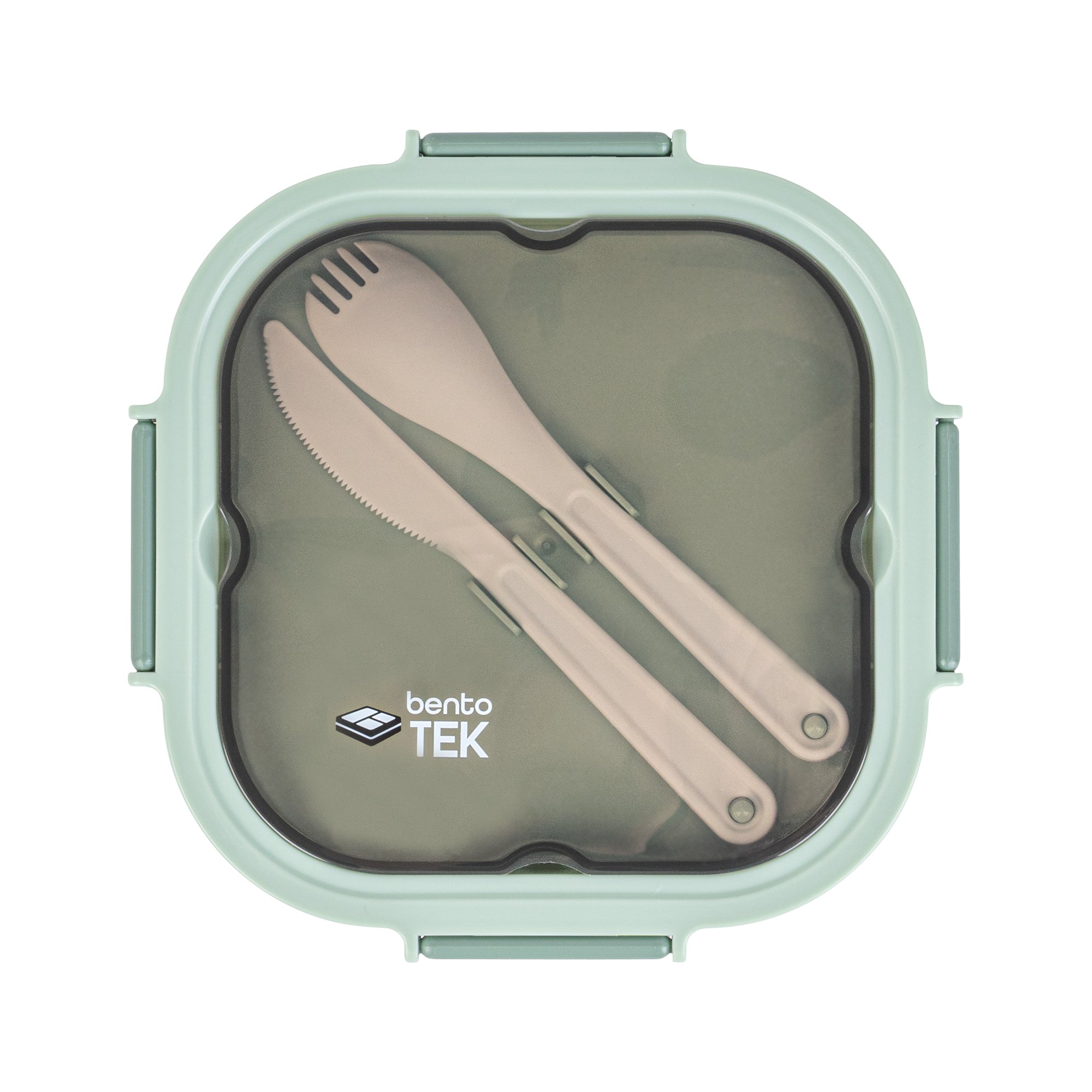 Bento Tek 58 oz BPA Free Green Lunch Box with Fork & Knife - Microwave Safe, Reusable Food Container (7.25