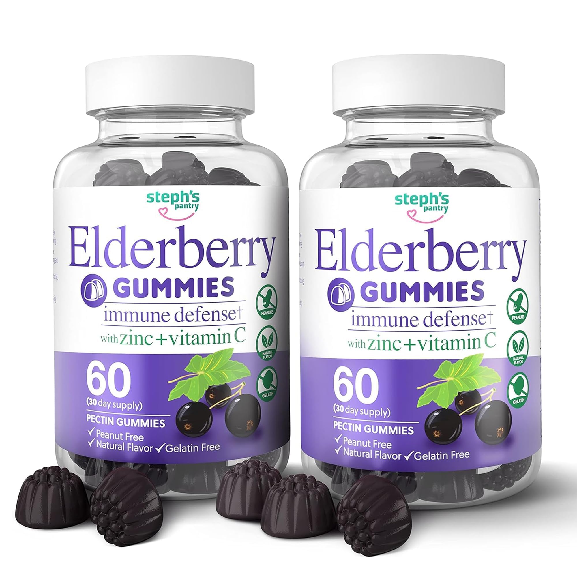 Elderberry Gummies with Vitamin C & Zinc - Immune Support Supplement for Adults & Kids - Vegan, Natural Ingredients - Antioxidant Rich Multivitamin (120 Count) - Perfect for Daily Wellness & Cold Season Defense