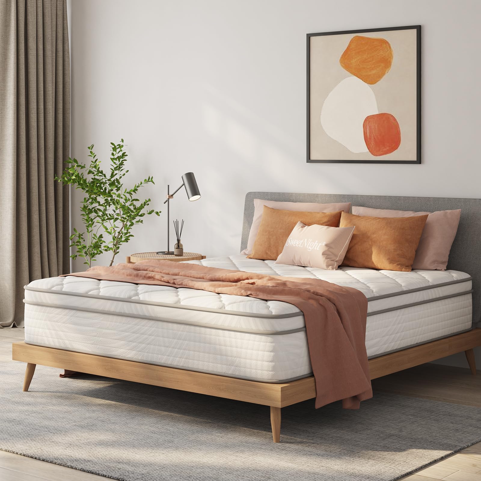 Sweetnight 10 Inch Queen Hybrid Mattress in a Box - Medium Firm Support with Comfort Foam & Pocket Springs for Back Pain Relief - CertiPUR-US Certified - Perfect for Bedroom, Guest Room & Apartment Sleeping