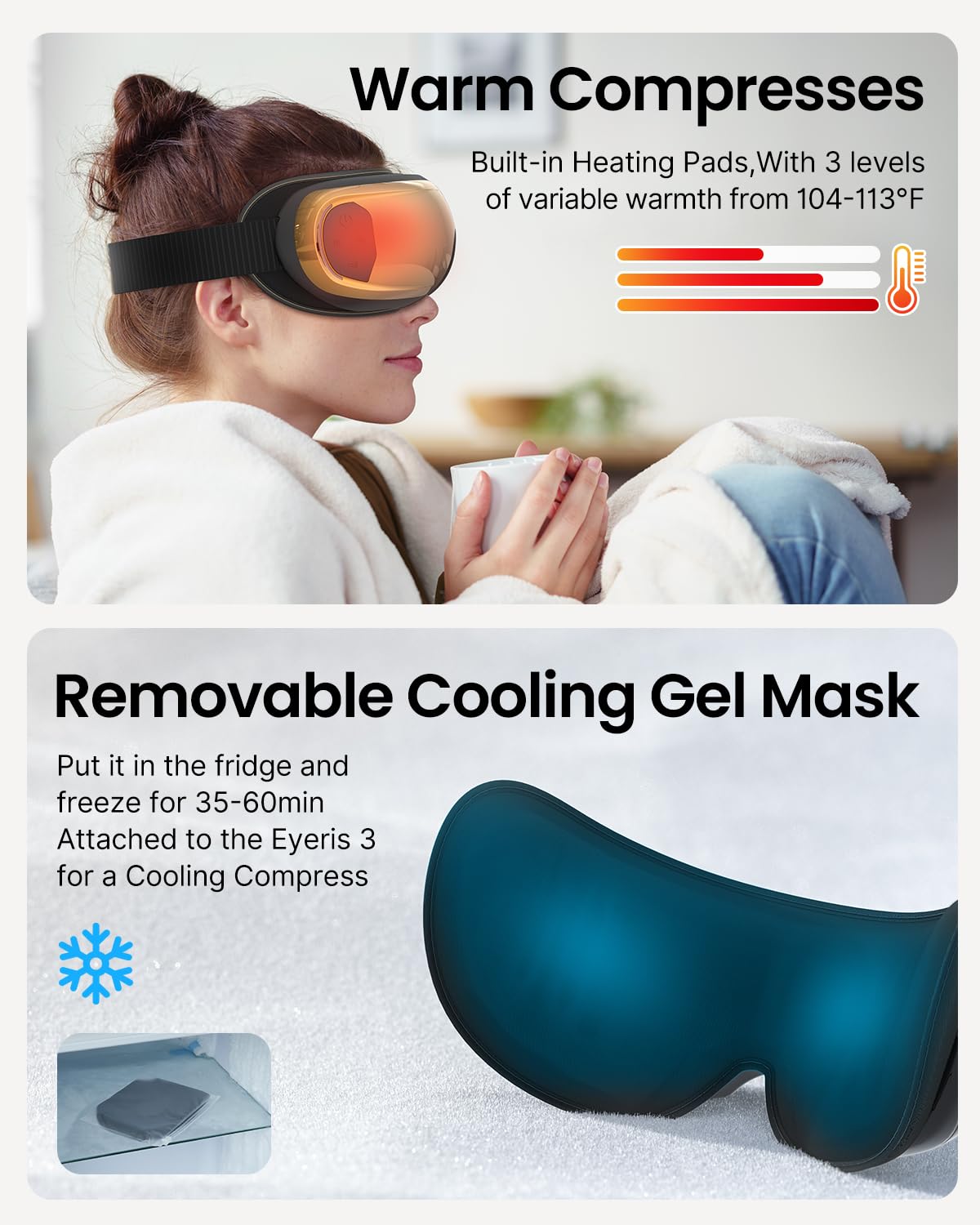 RENPHO FSA/HSA Approved Eye Massager with Heat & Cooling Therapy - Voice Control Eye Massager Mask for Relaxation & Eye Care - Perfect Mothers Day, Birthday Gifts for Women & Men - Use for Stress Relief, Migraine Relief & Better Sleep