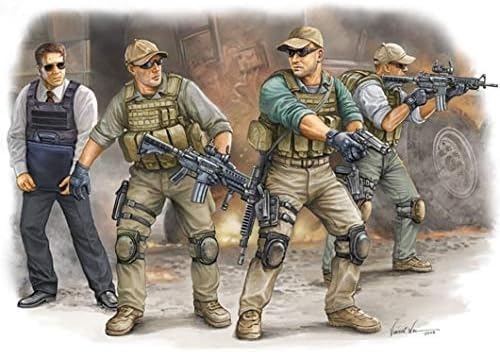 Trumpeter 1/35 Scale PMC VIP Protection Team in Iraq Military Figure Set (4-Pack) - Perfect for Model Building, Diorama Scenes & Military Collectors