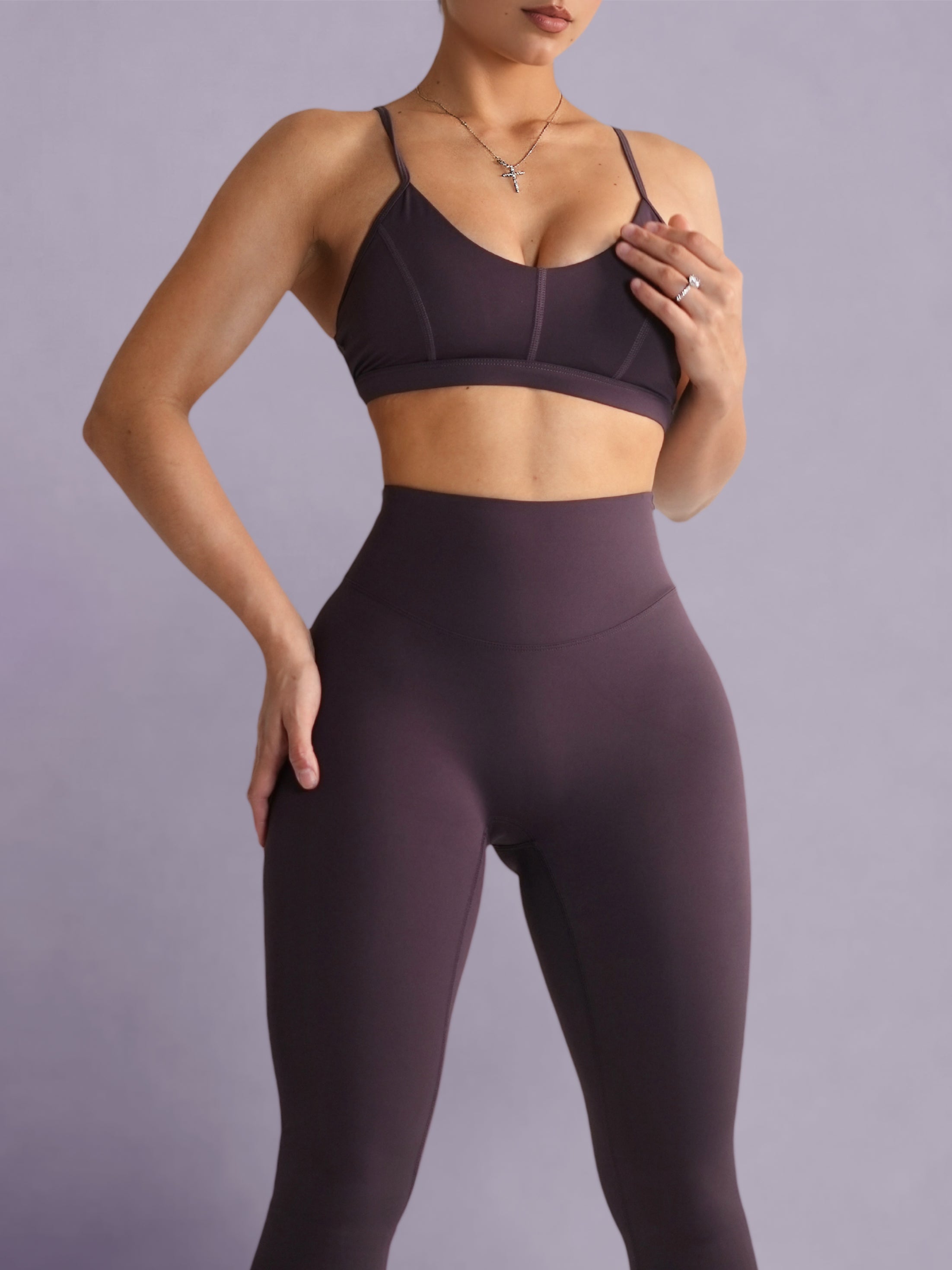 Bratty Sports Bra for Women - Heather Purple Workout Top for Running, Yoga & Gym - Comfortable & Supportive Activewear