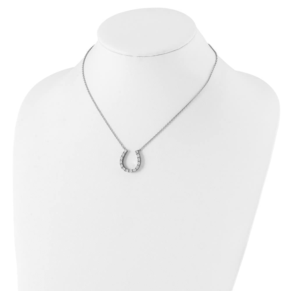 925 Sterling Silver Cubic Zirconia Horseshoe Necklace for Women - Elegant Fine Jewelry Gift for Her, 16