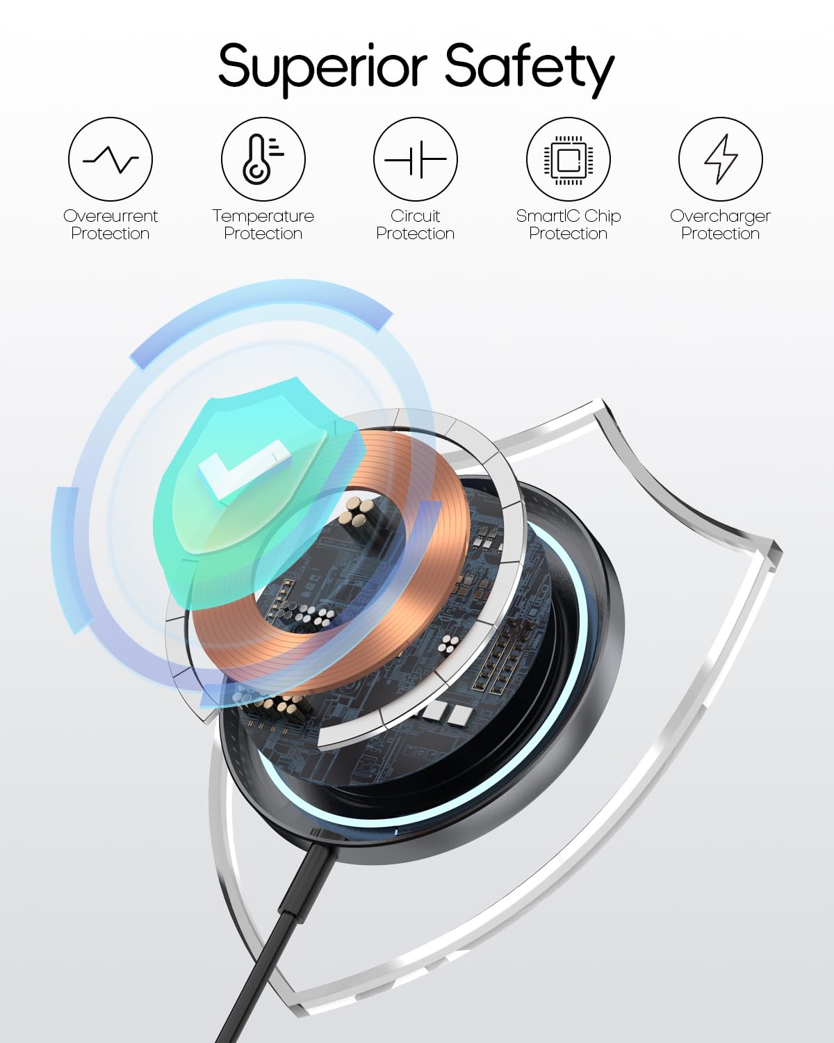 Magnetic Wireless Charger for iPhone 15/14/13/12 Series - Fast Charging Mag-Safe Compatible Charging Pad with Strong Magnet - Perfect for Home, Office, and Travel Use