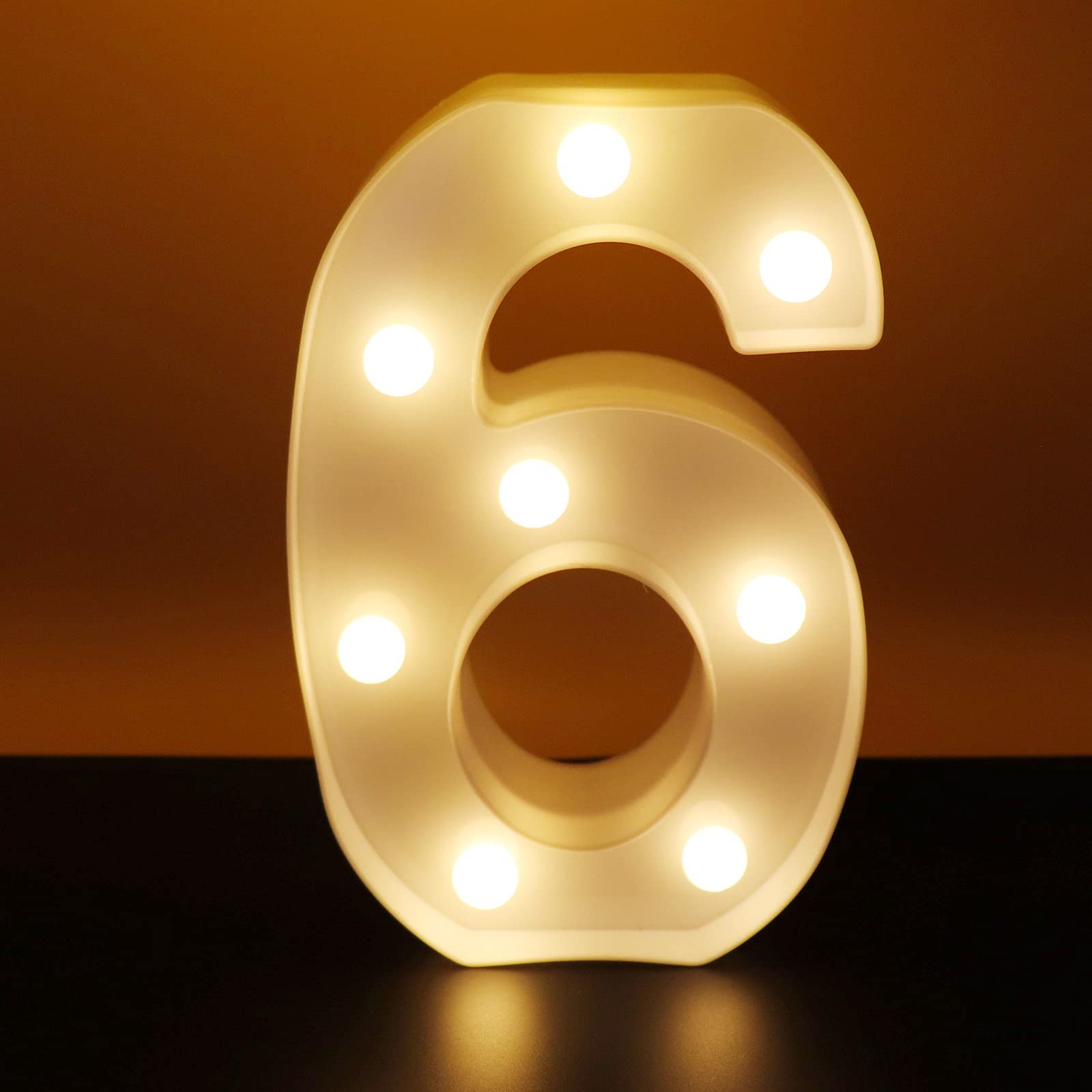 **AUSAYE Large LED Light Up Number 6 - Decorative Lighted Sign for Night Light, Wedding Décor, Birthday Party, Christmas & Home Bar Decoration - Perfect for Indoor & Outdoor Celebrations**