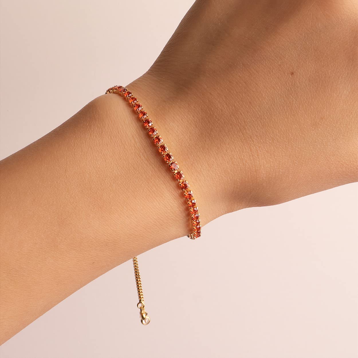 Gold Tennis Bracelet for Women - Adjustable Slider with Shiny Cubic Zirconia CZ Rhinestones | Elegant Gemstone Chain Jewelry | Perfect for Summer Wear, Weddings & Special Occasion Gifts