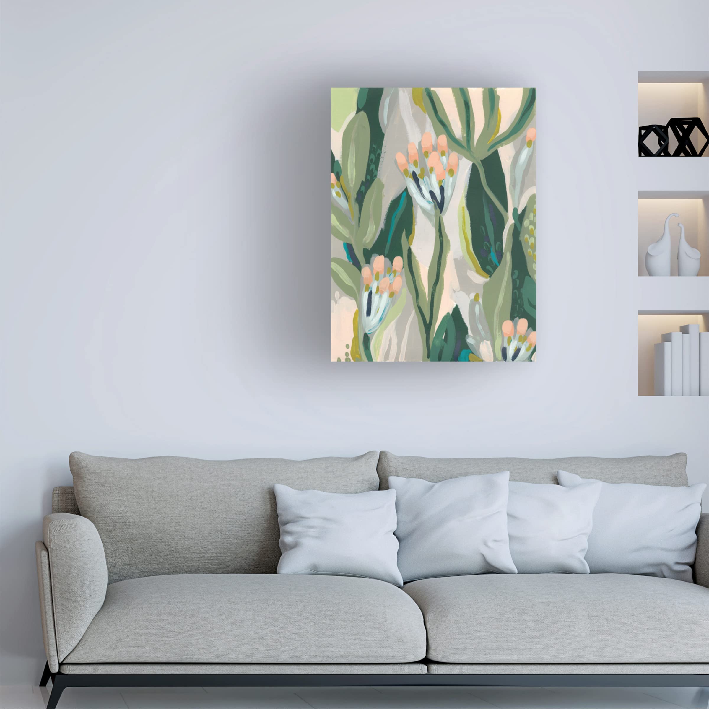 Trademark Fine Art 'Floral Impulse II' Canvas Wall Art by June Erica Vess - Modern Floral Painting for Living Room, Bedroom & Office Decor