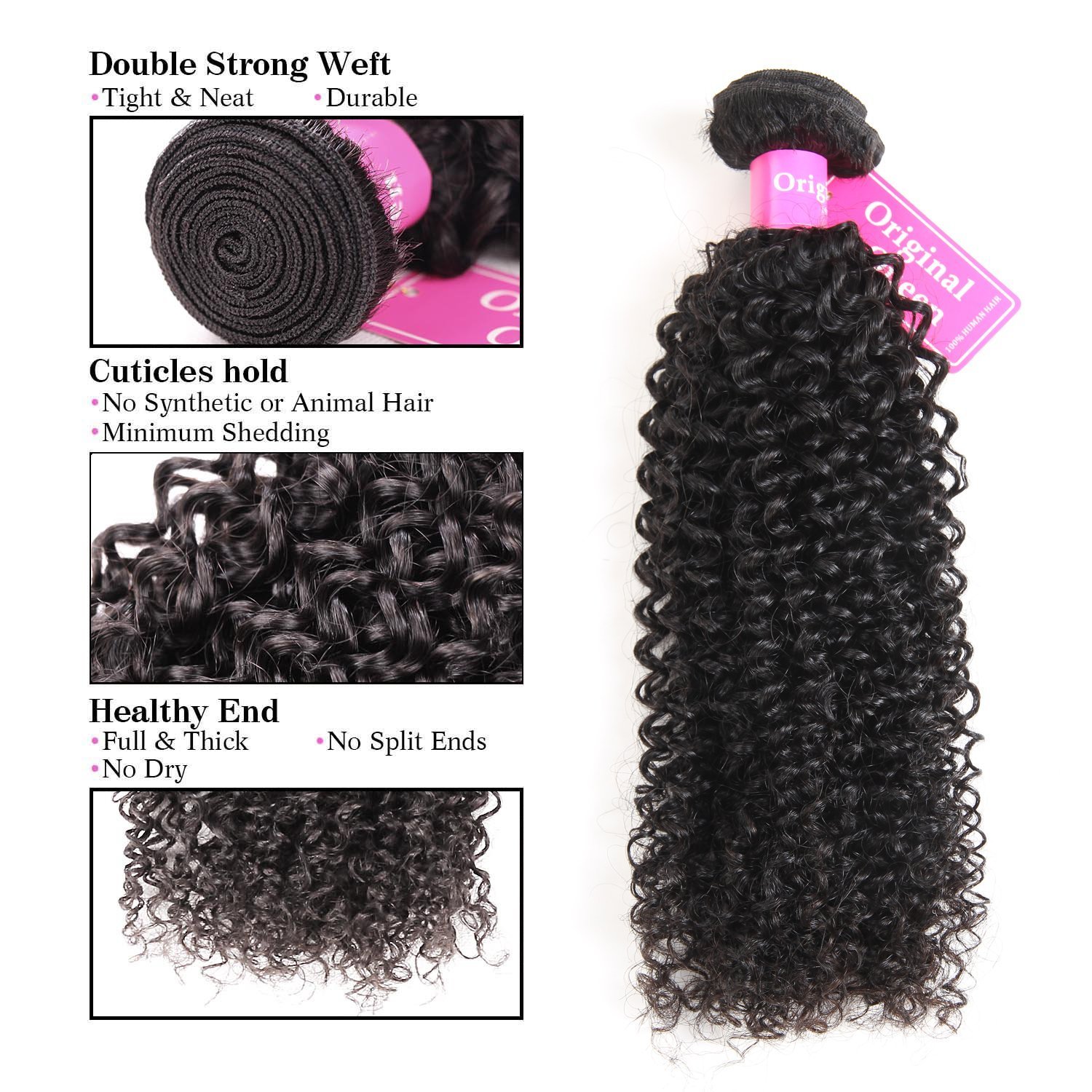 100% Brazilian Virgin Kinky Curly Human Hair Weave 3 Bundles - Unprocessed Deep Curly Hair Extensions (26