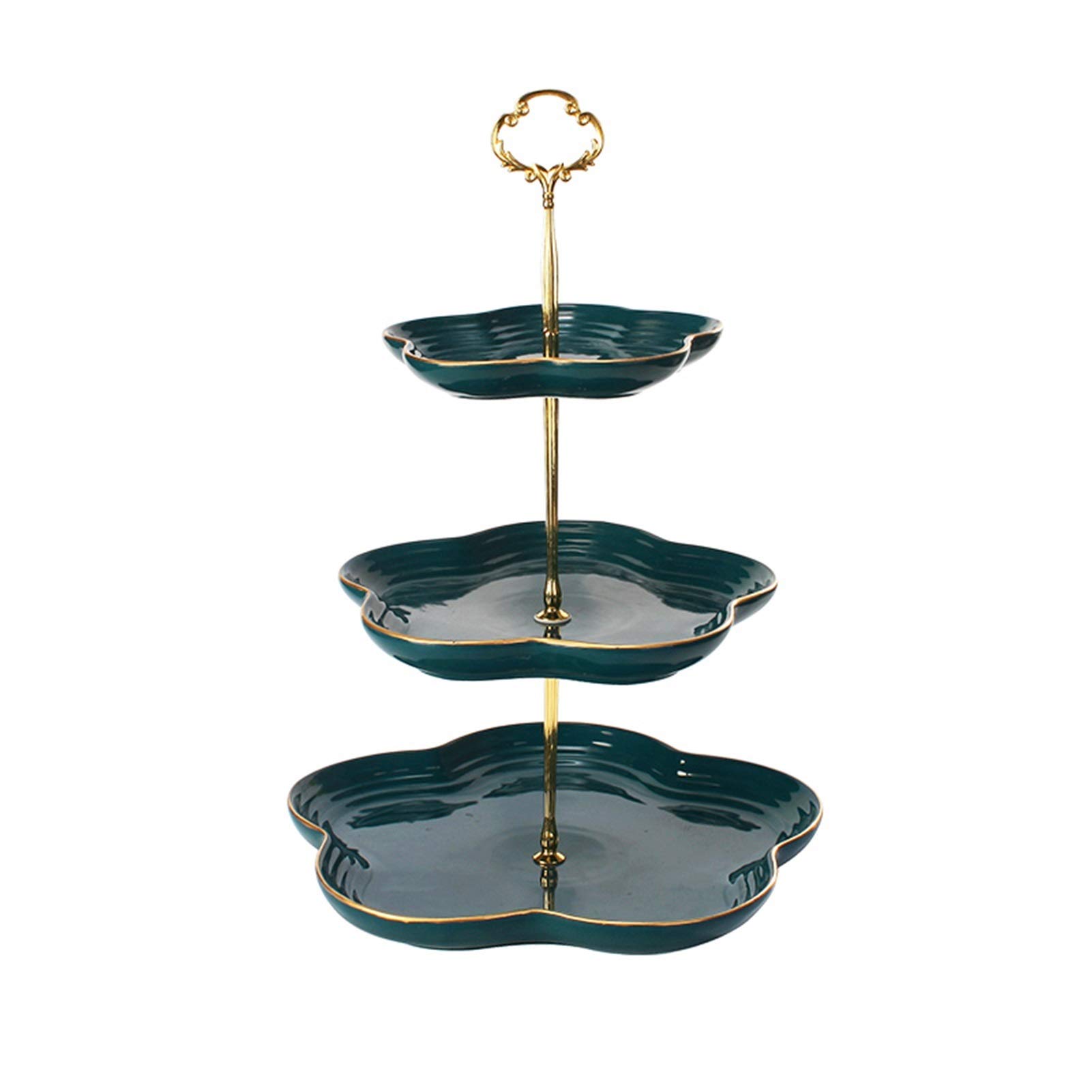MIAOMSI 3-Tier Green Ceramic Cake Stand for Wedding, Birthday Party & Dessert Display - Elegant Cake Decorating Tool for Cakes, Cupcakes & Pastries