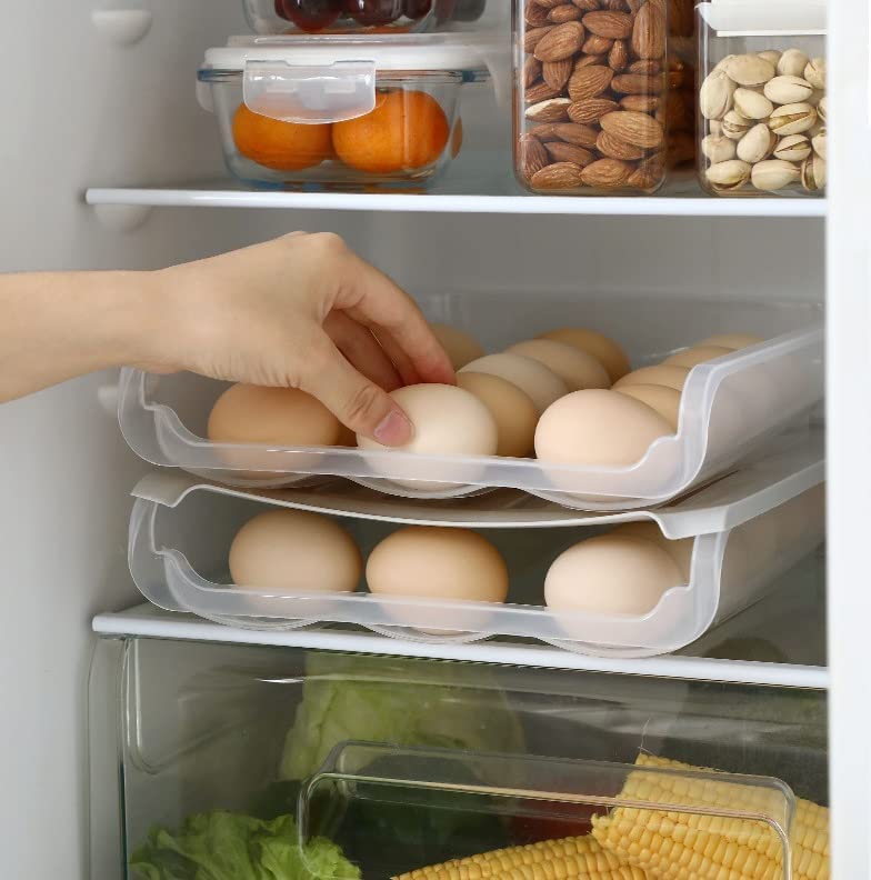 Homeappy 18-Count Large Capacity Egg Storage Box - Transparent Plastic Egg Holder for Refrigerator, Stackable Fridge Egg Container - Perfect for Kitchen Organization & Fresh Egg Storage