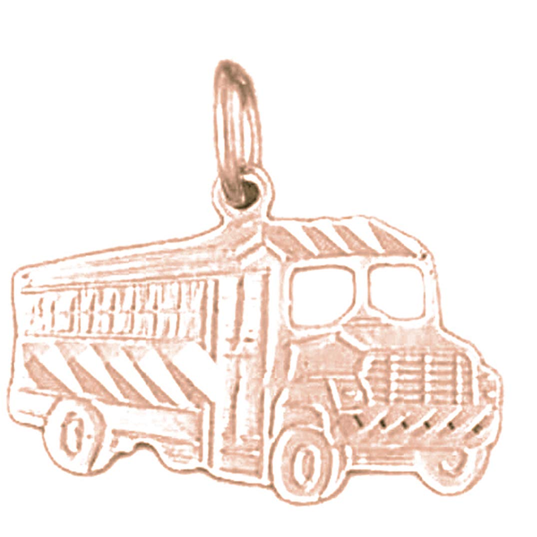 14K Rose Gold Bus Pendant Necklace - 28mm Solid Gold Charm for Women | Perfect Gift for Travel Lovers & Commuters