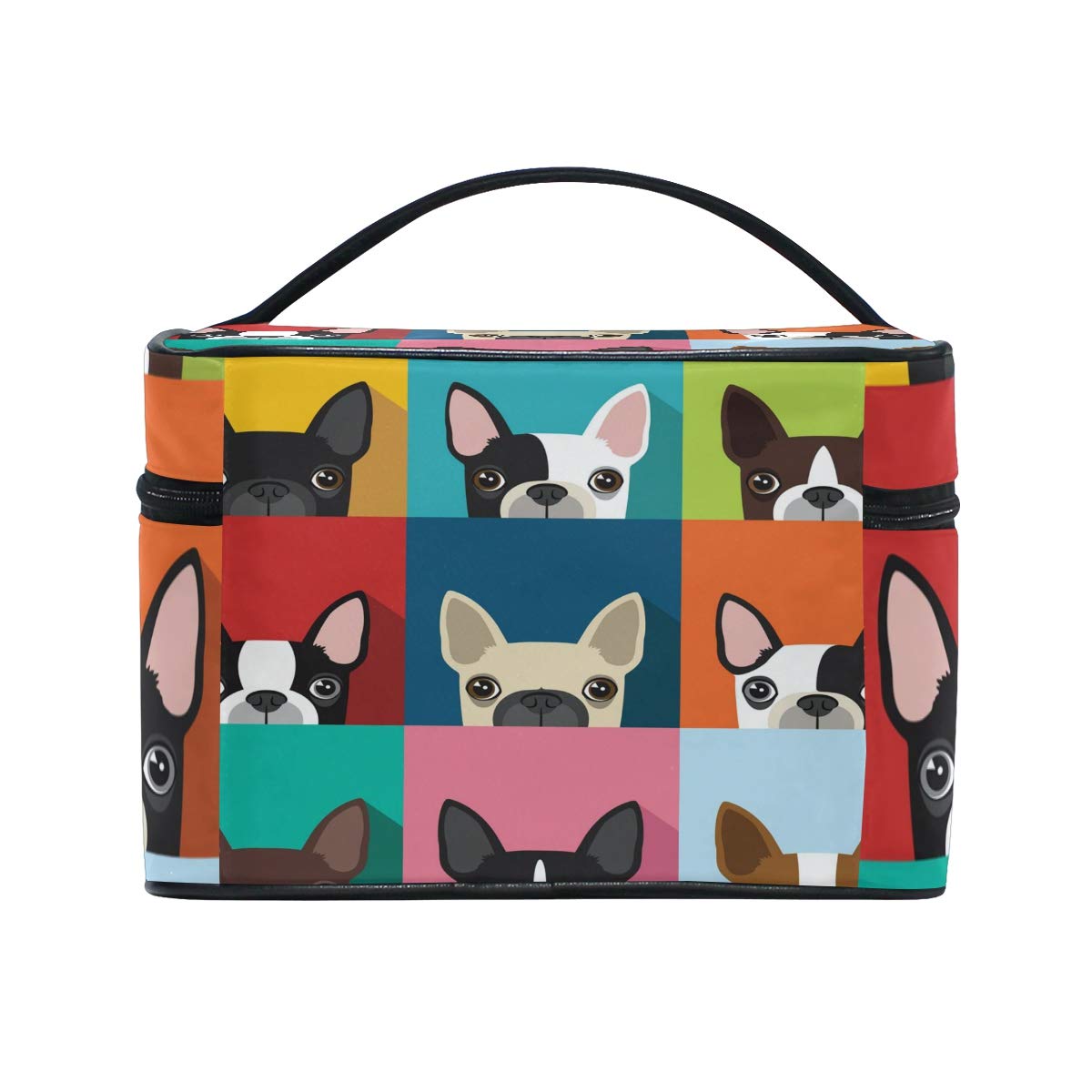 Boston Terrier Pattern Makeup Train Case - Portable Travel Cosmetic Bag & Artist Storage Organizer for Women | Perfect for Travel, Salon Professionals & Makeup Artists