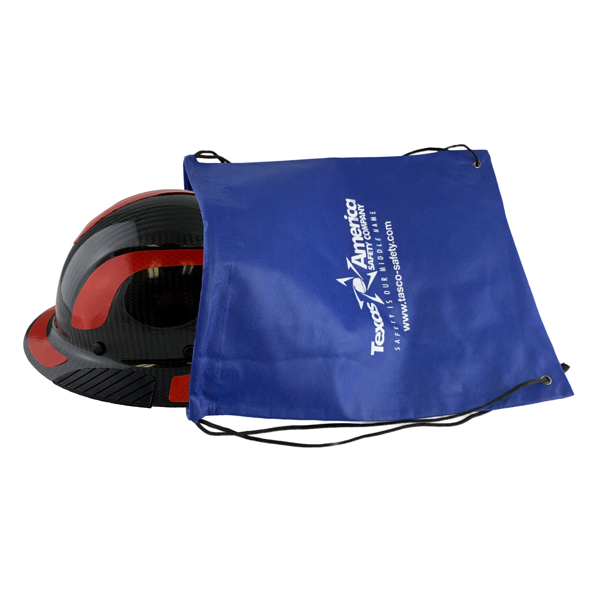 Texas America Safety Company Carbon Fiber Full Brim Hard Hat - ANSI Certified Safety Helmet with Reflective Decals & Tote Bag - Ideal for Construction, Industrial Work & Outdoor Safety Protection