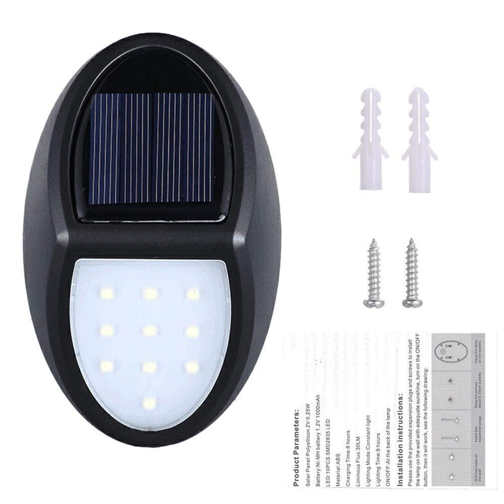 10 LED Solar Powered Wall Light - IP65 Waterproof Outdoor Lighting for Yard, Garden, Courtyard | Energy Efficient Landscape Lighting for Pathways, Patios & Backyards