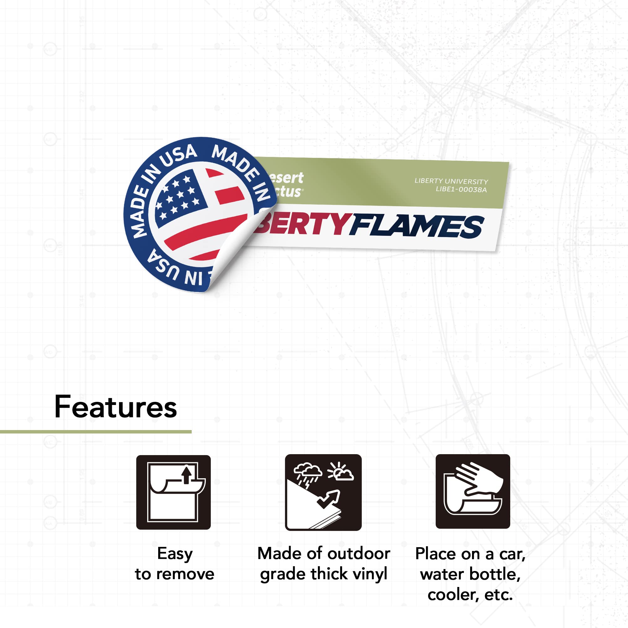 Desert Cactus Liberty University Vinyl Decal Sticker - Waterproof Laptop, Car, Water Bottle, Scrapbook Decor - Perfect for College Dorm, Office & DIY Crafts (IND 00038A)