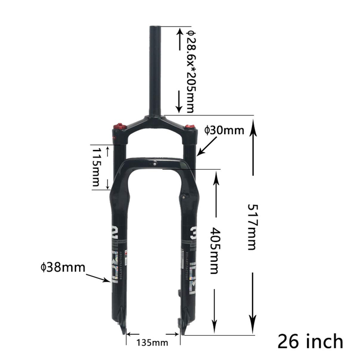 Fat Bike Air Fork - 100mm Travel Aluminum Alloy Suspension Fork for 4.0