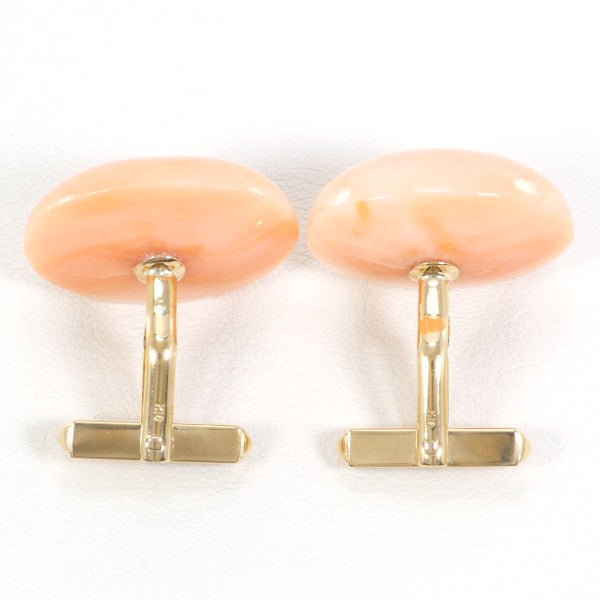 18K Yellow Gold Coral Cufflinks for Men - Luxury Wedding & Formal Dress Jewelry Accessories - Perfect for Business Meetings, Prom, and Special Occasions