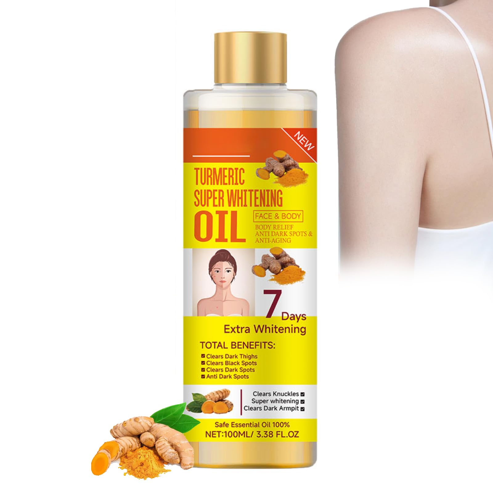 Soft 7 & Veetgold Turmeric Body Oil for Women - 100ml Natural Moisturizing Oil for Dry Skin, Anti-Aging & Skin Brightening - Perfect for Daily Hydration, Massage & Post-Shower Care