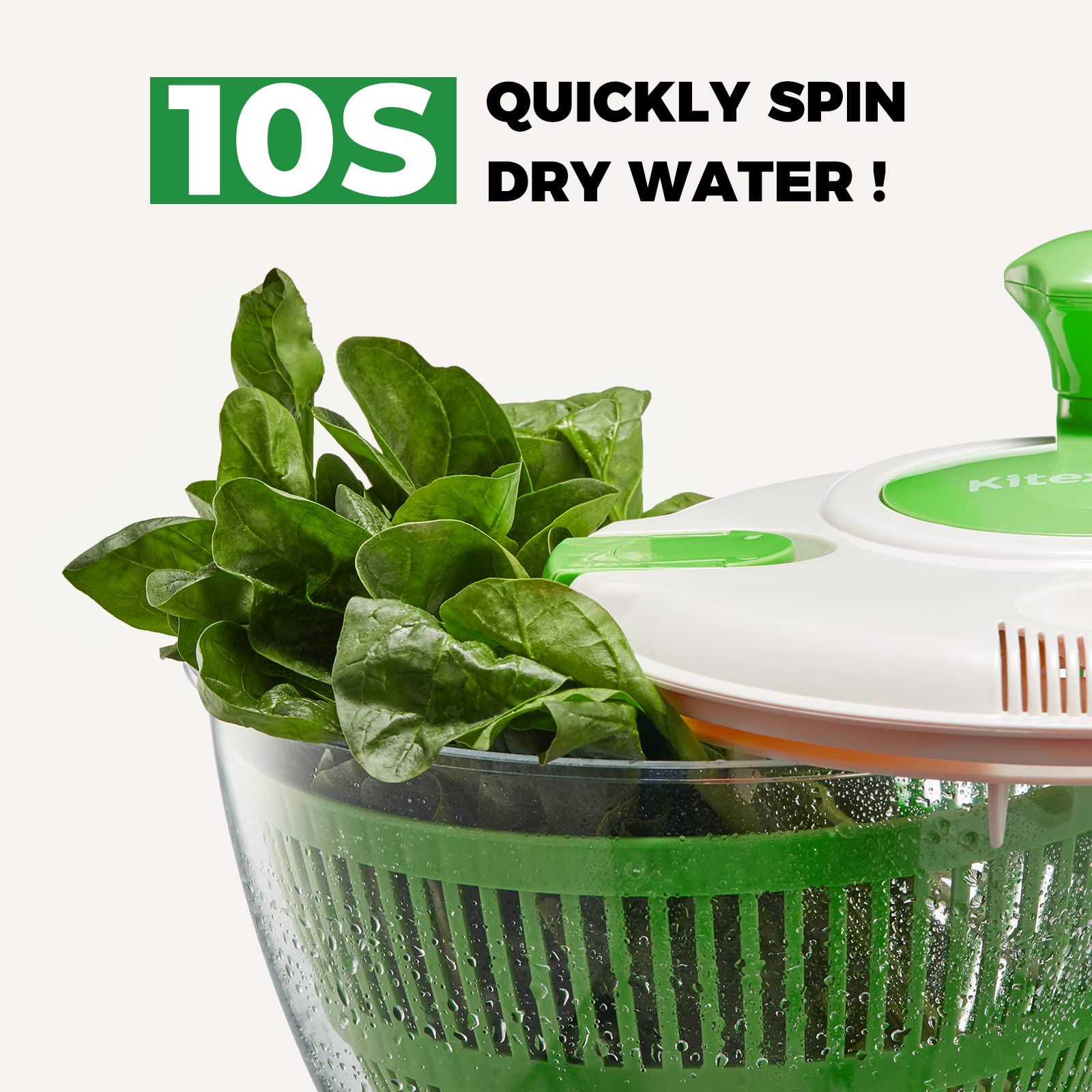 Kitexpert 5.28 Qt Salad Spinner - Manual Vegetable Dryer for Lettuce & Fruit Washing - Kitchen Prep Essential