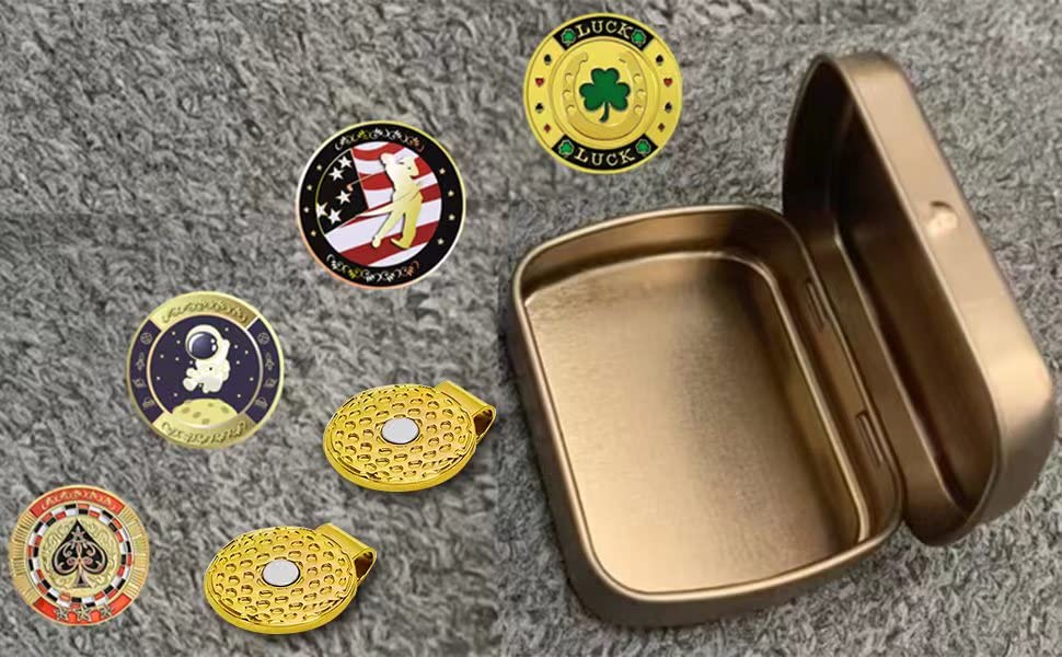 Premium Golf Ball Markers with Hat Clips - 12-Piece Set with Storage Box for Men & Women | Magnetic Golf Accessories for Caps & Visors | Perfect Golf Tournament Gifts & On-Course Essentials