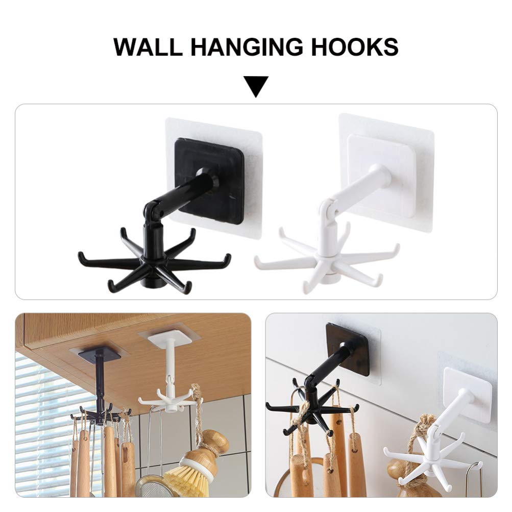 Rotatable Wall Hooks 4-Pack - Plastic Bathroom & Kitchen Storage Hooks for Keys, Bags, Towels - Space Saving Shower Hooks for Home Organization (Perfect for Bathrooms, Showers, Bedrooms & Entryways)