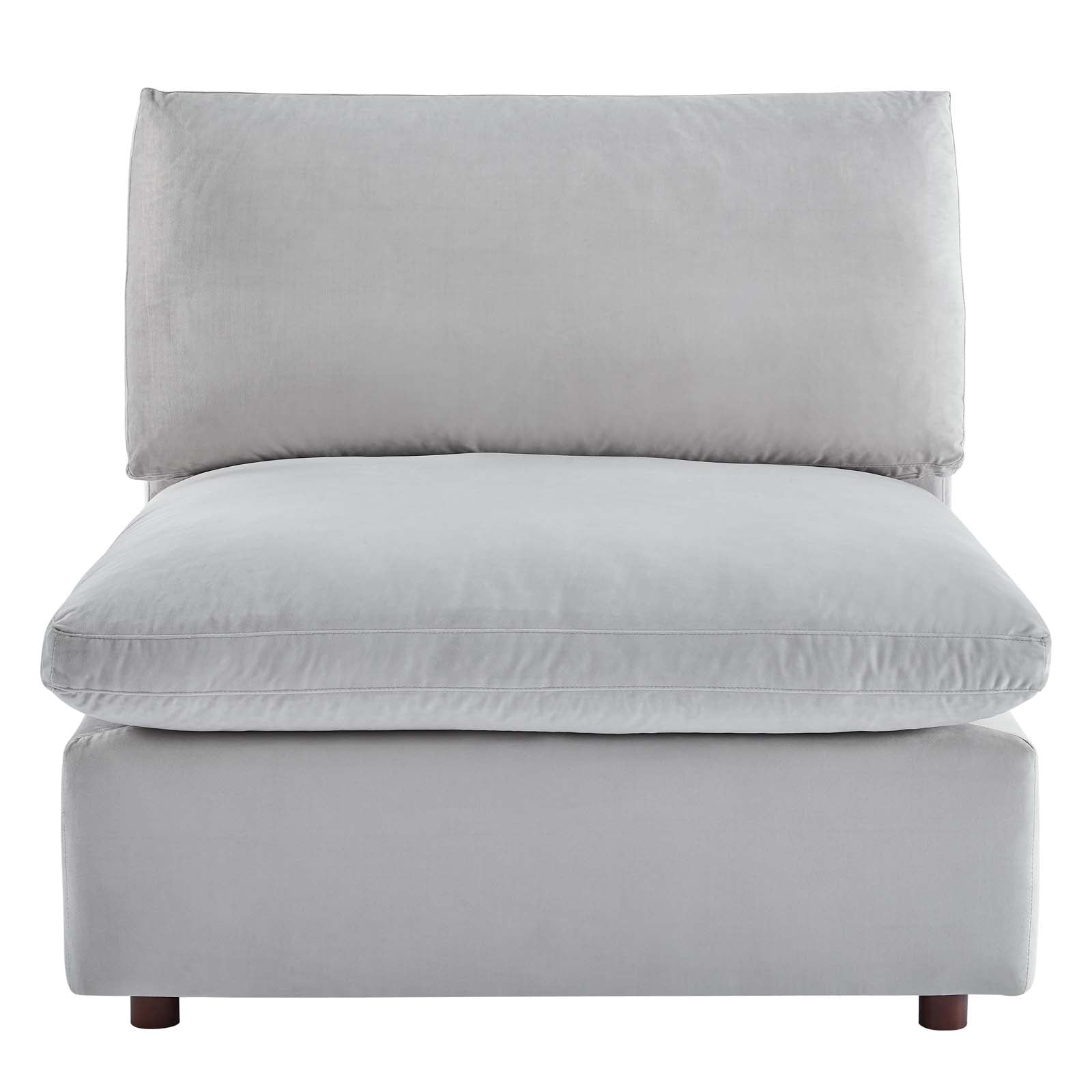 Premium Commix Down Filled Overstuffed Velvet Armless Accent Chair - Plush Comfort for Living Room, Bedroom or Office Decor