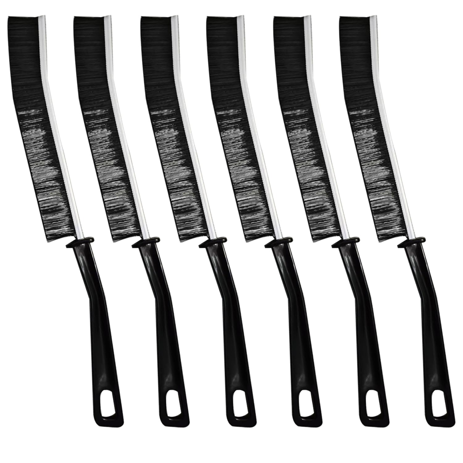 6PCS Black Crevice Cleaning Brush Set - Thin Gap, Grout & Small Cleaning Brushes for Toilet, Bathroom, Bathtub, Sink & Window | Household Cleaning Tools for Hard-to-Reach Areas & Detailed Cleaning