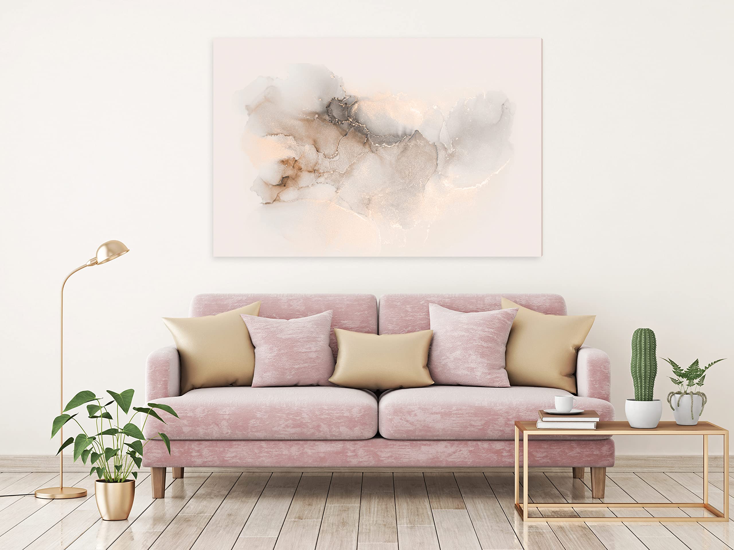 Abstract Marble Paint Stains Canvas Wall Art Print - 35x24 Inch Framed Stretched Picture for Home Decor, Living Room, Bedroom & Office | Modern Artwork Painting by Artgeist (A-B-10013-B-A)