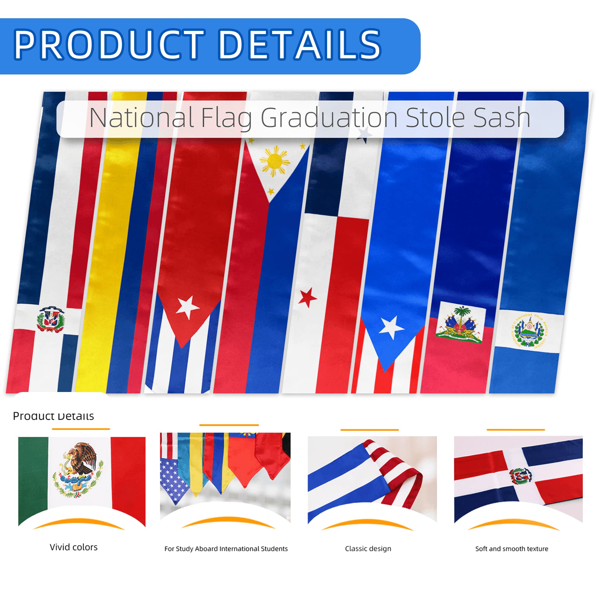 Graduation Stole Sash Scarf - Elegant Keepsake for Graduates, International Students - Perfect for Commencement Ceremonies & Photo Shoots