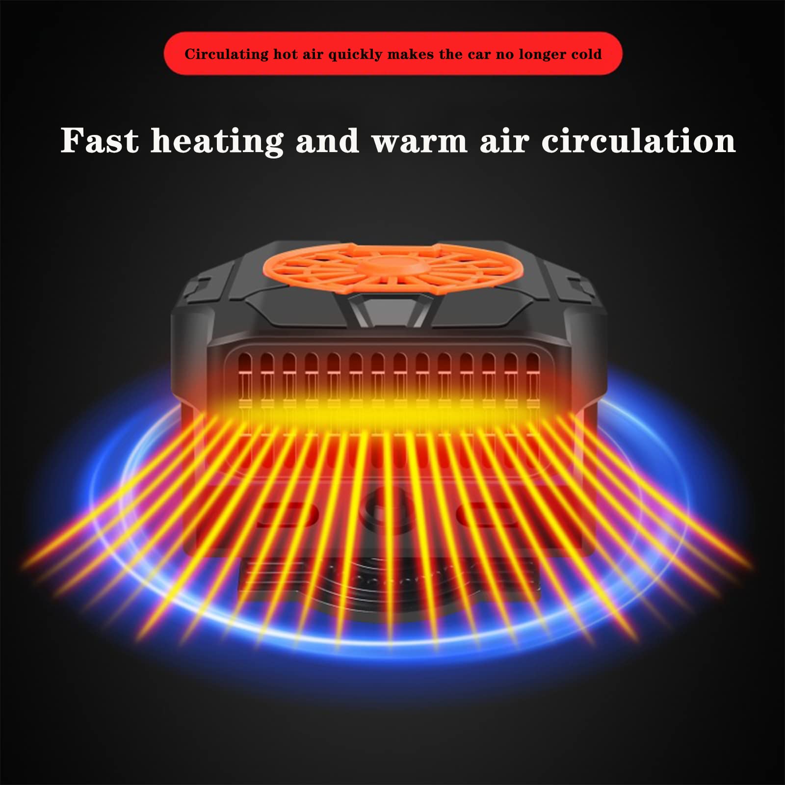 24V Portable Car Fan Heater & Defroster - 2-in-1 Electric Dash Fan with Cigarette Lighter Plug for Auto, Sedan, Pickup & Van | Fast Heating & Defrosting | Perfect for Winter Driving & Cold Weather Commutes