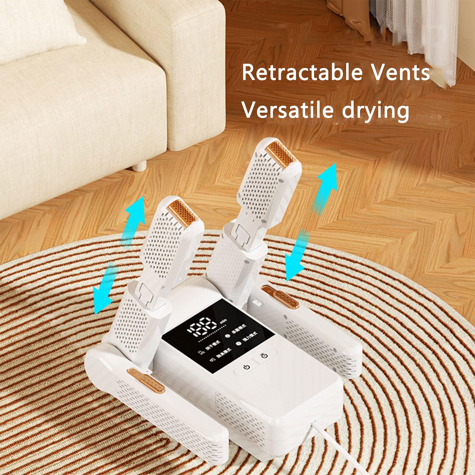 Electric Shoe Dryer & Boot Warmer with Deodorizer - Portable Fast Drying for Work Boots, Ski Boots, Gloves & Helmets - Includes Hair Dryer, Fan, Timer & Telescopic Rack - Perfect for Winter Sports, Hiking & Outdoor Activities
