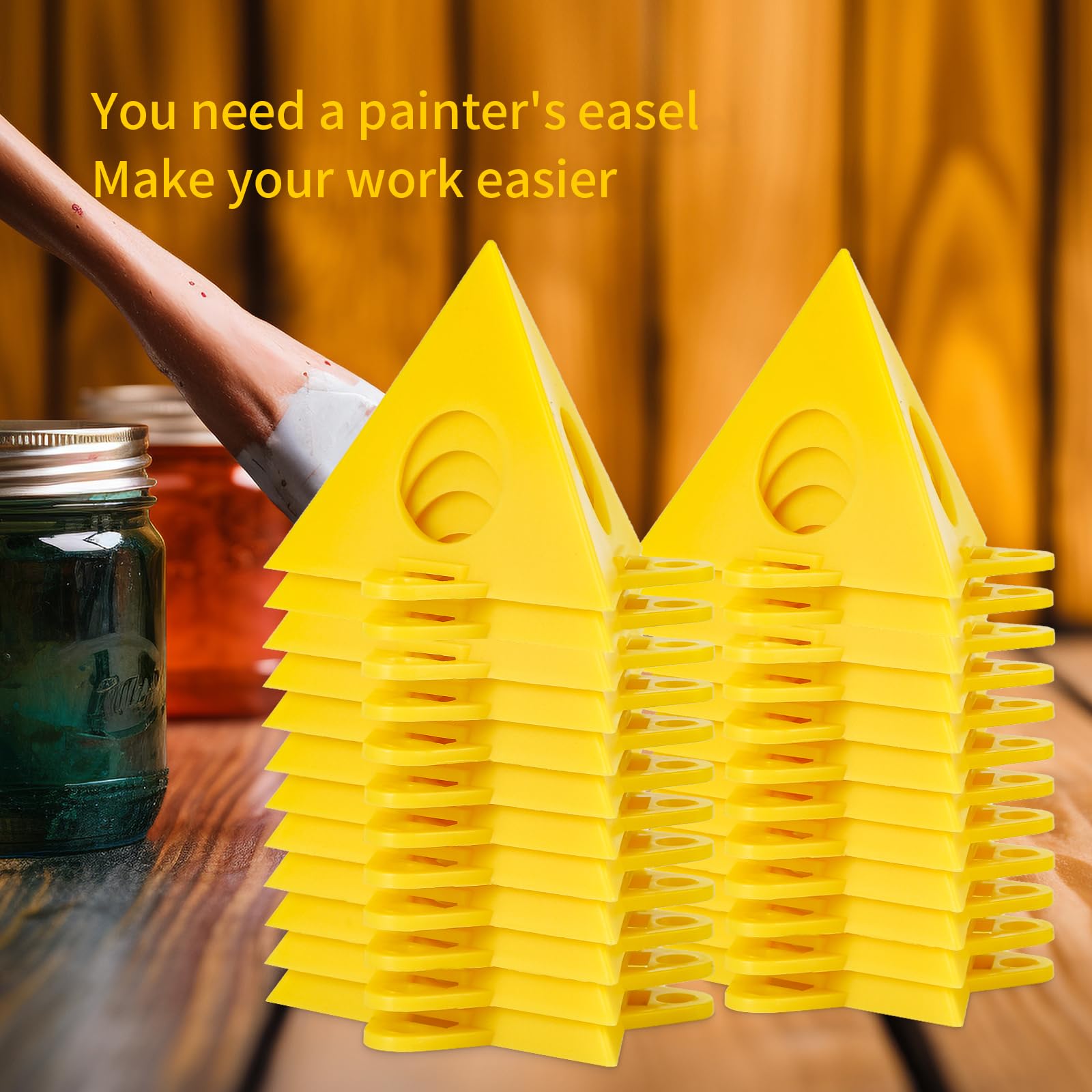 36pcs Painters Pyramid Stands - Paint Triangle Stands for Cabinets & Doors, Mini Cone Risers for Woodworking & DIY Projects - Perfect for Painting, Staining, and Varnishing Furniture