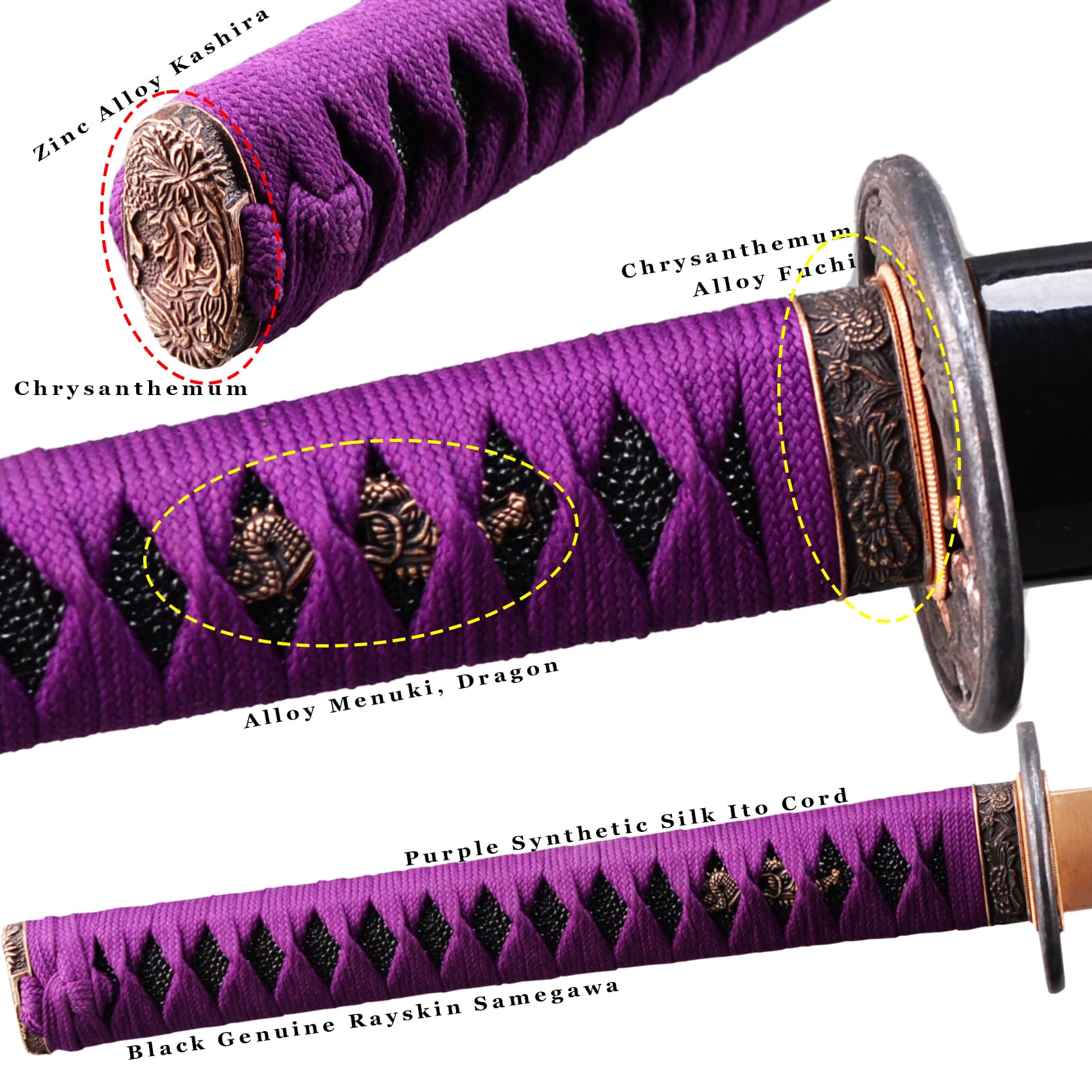41 Inch Handmade Japanese Samurai Katana Sword - Full Tang Carbon Steel Blade - Perfect for Cosplay, Martial Arts Training, Home Decoration & Self Defense - Authentic Samurai Gift for Men & Collectors
