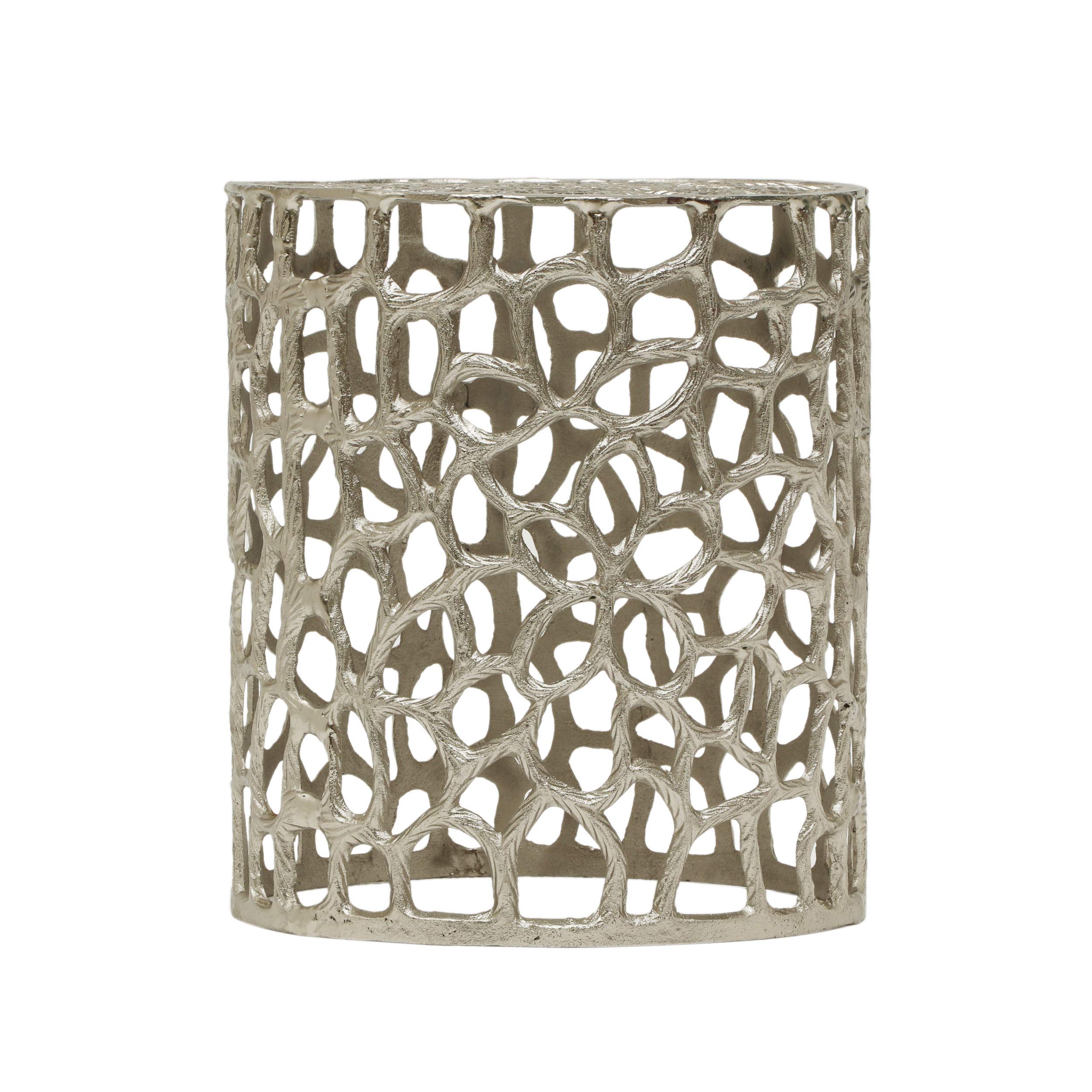 Modern Iron Mesh Accent Table - Antique Nickel Finish Side Table for Living Room, Bedroom & Office - Stylish End Table with Durable Metal Frame for Home Decor