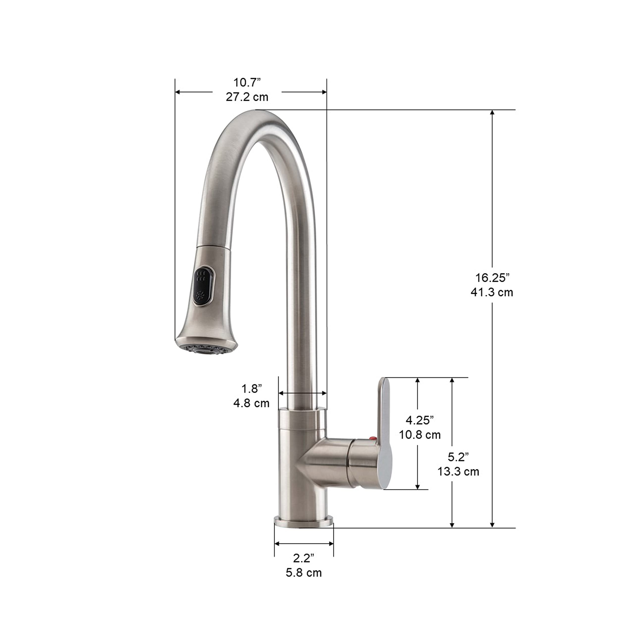 Ancona AN-4376 Rivella Pull-Down Single Handle Dual Spray Kitchen Faucet in Brushed Nickel - Perfect for Modern Kitchens & Easy Dishwashing