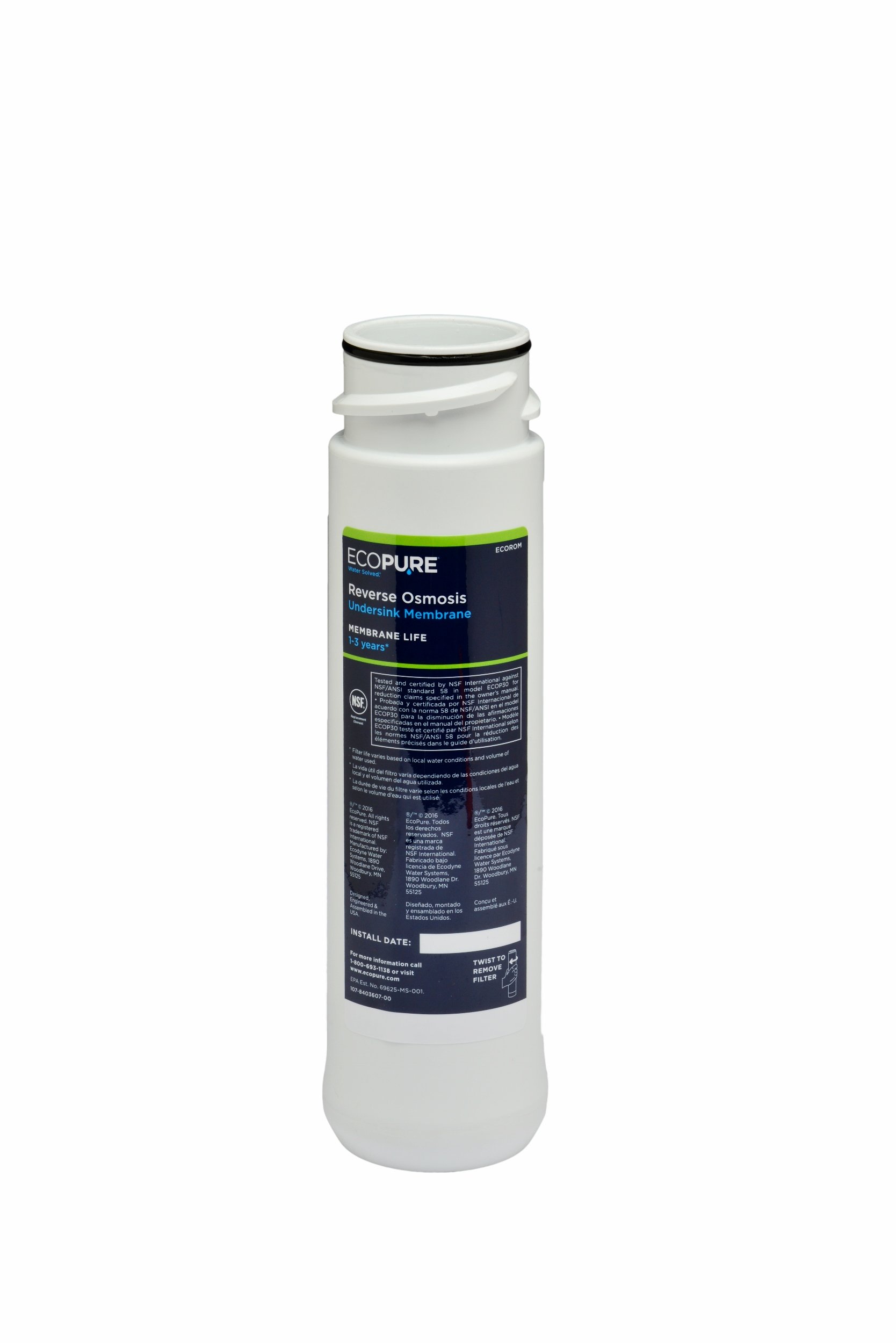 EcoPure ECOP30 Water Filtration System - Under Sink Water Filter for Clean Drinking Water | Removes Contaminants & Improves Taste | Perfect for Home, Office & RV Use