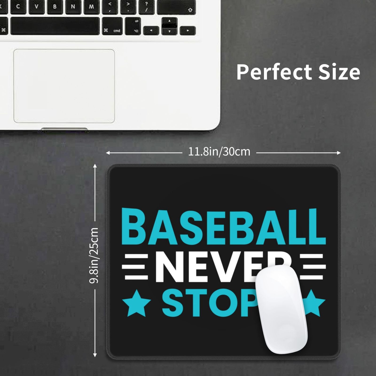 SIYTUAU Baseball Never Stops Mouse Pad - 10x12 Inch Waterproof Non-Slip Rubber Gaming Mouse Pad for Laptop & Office Use - Perfect for Baseball Fans, Gamers & Workstations