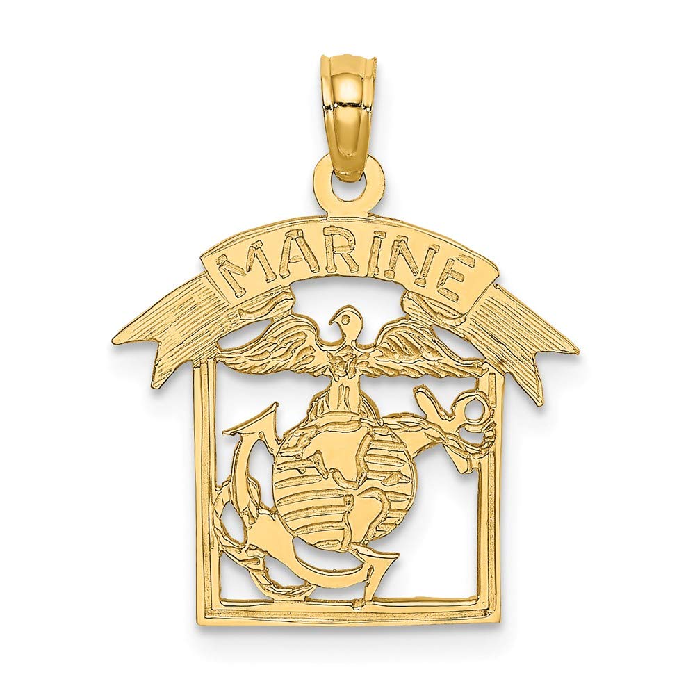 14K Yellow Gold Marine Charm Pendant Necklace - Ocean Themed Jewelry for Women - Perfect for Beach Vacations, Nautical Weddings & Gift Giving