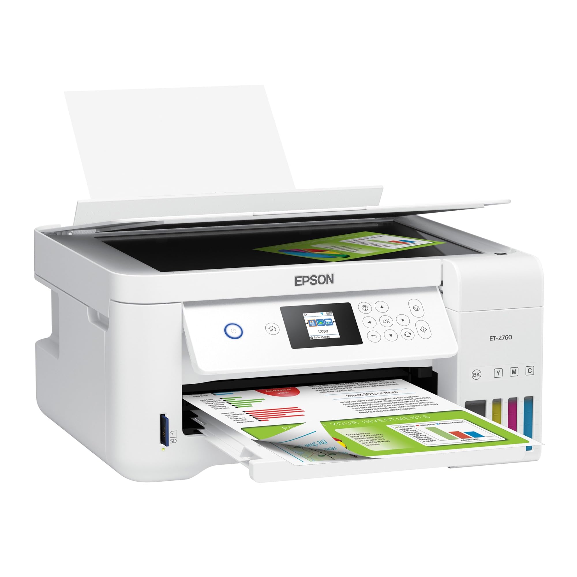 Epson EcoTank ET-2760 Wireless Color All-in-One Printer with Scanner, Copier & Supertank Technology - Cartridge-Free Printing for Home Office, Small Business & School Projects