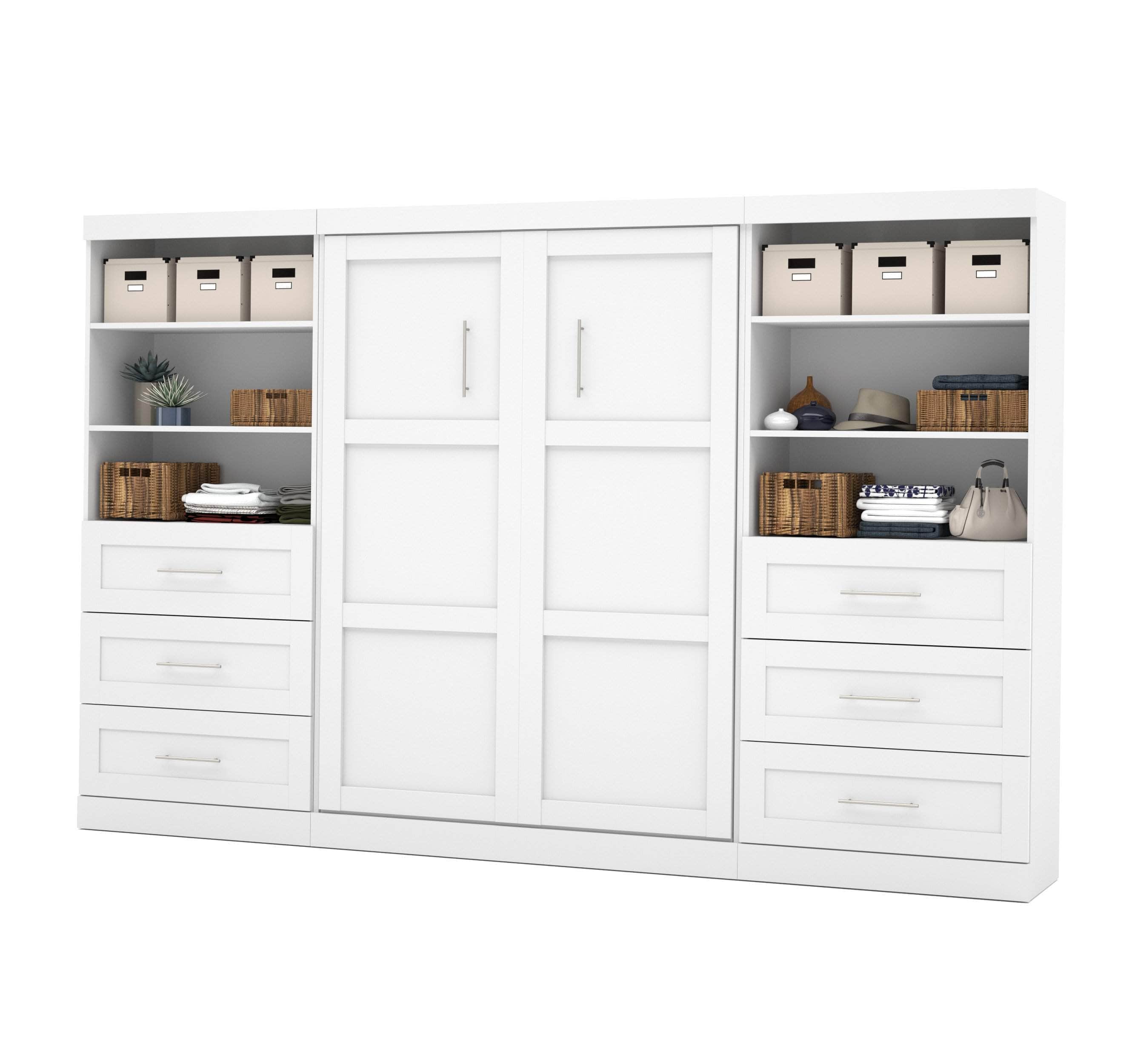 Pur Full Murphy Wall Bed with 2 Storage Units & Drawers (131